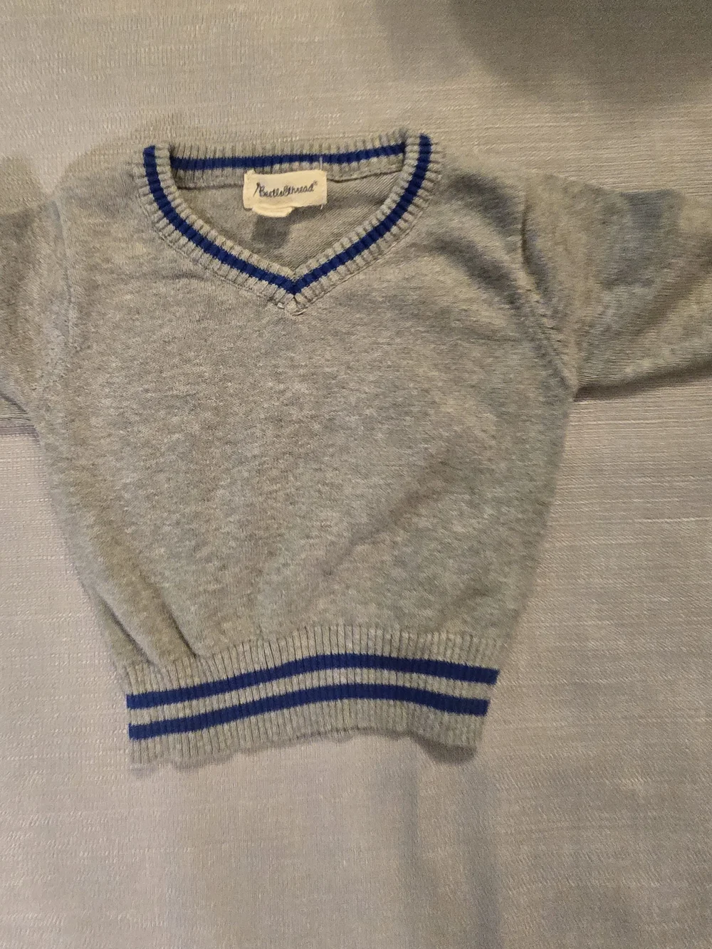 Petit Ami Baby Sweater Shirt Set 6-9M Gray Blue Gingham Outfit